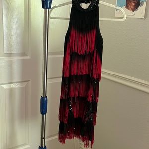 Weissman Latin and Jazz Dance Costume w/ Tassle/Fringe and Sequins w/ Small Slit